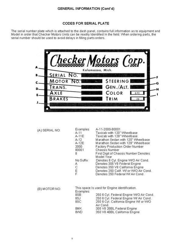1978 Checker Parts Catalogue Page 3